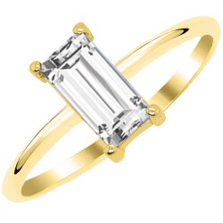 Χρυσό δαχτυλίδι Κ14 με ορθογώνιο λευκό ζιργκόν